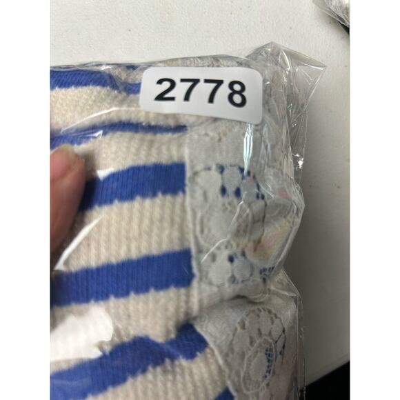 Matilda Jane Cardigan Womens Blue White Stripe Knit Open Front Sweater Lace Sz S - Picture 13 of 13